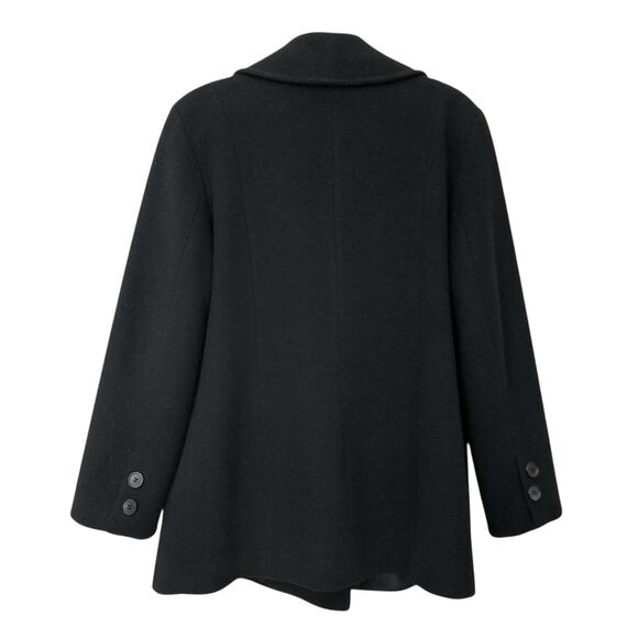 Larry Levine Pea Coat Womens 8 Black 100% Wool Double Breasted Dark Academia - Picture 6 of 12